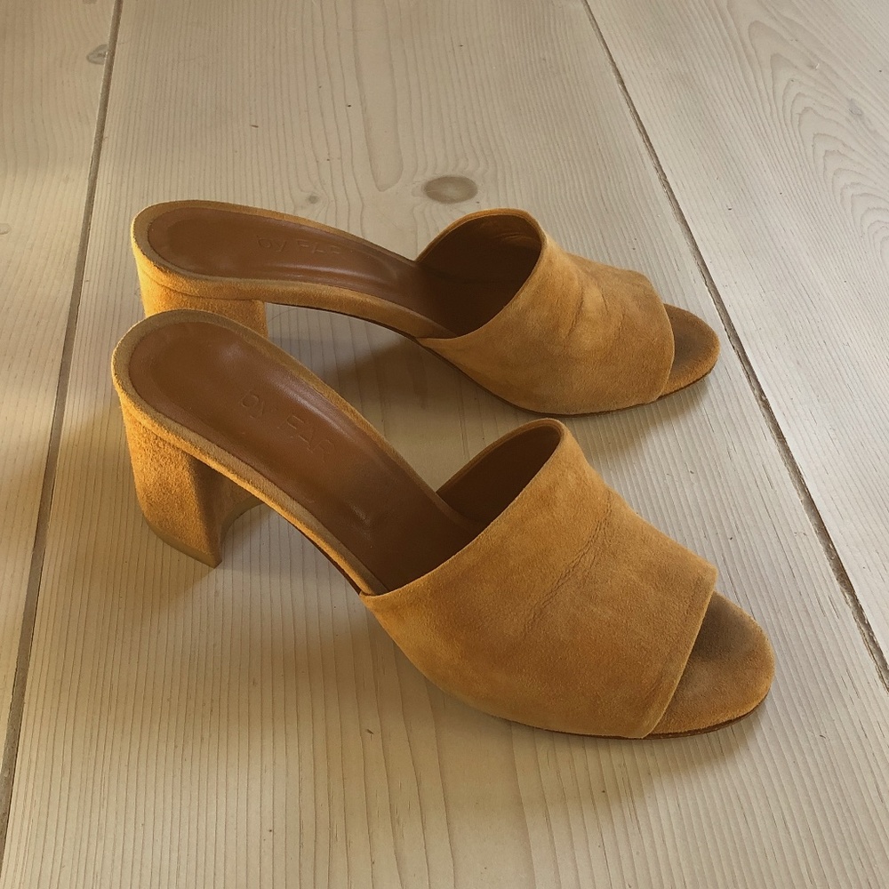 by far suede heels / sandals, size 6.5 or 37